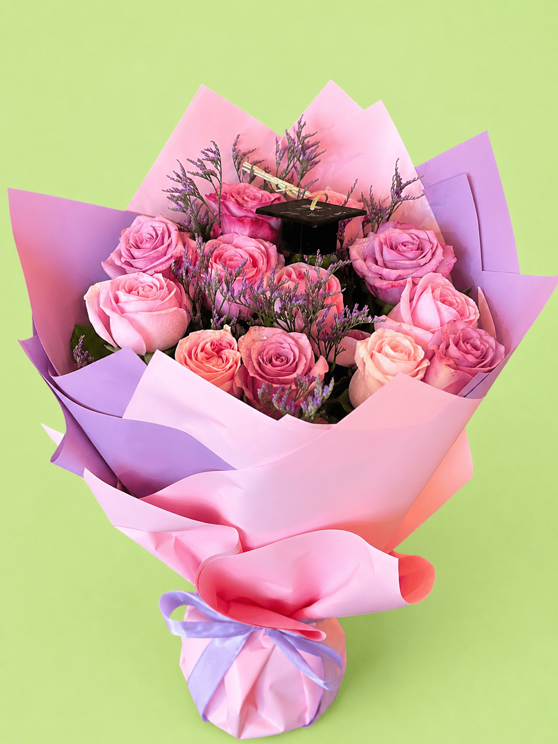 Graduation Pink and Purple Rose Bouquet Graduation Pink and Purple Rose Bouquet